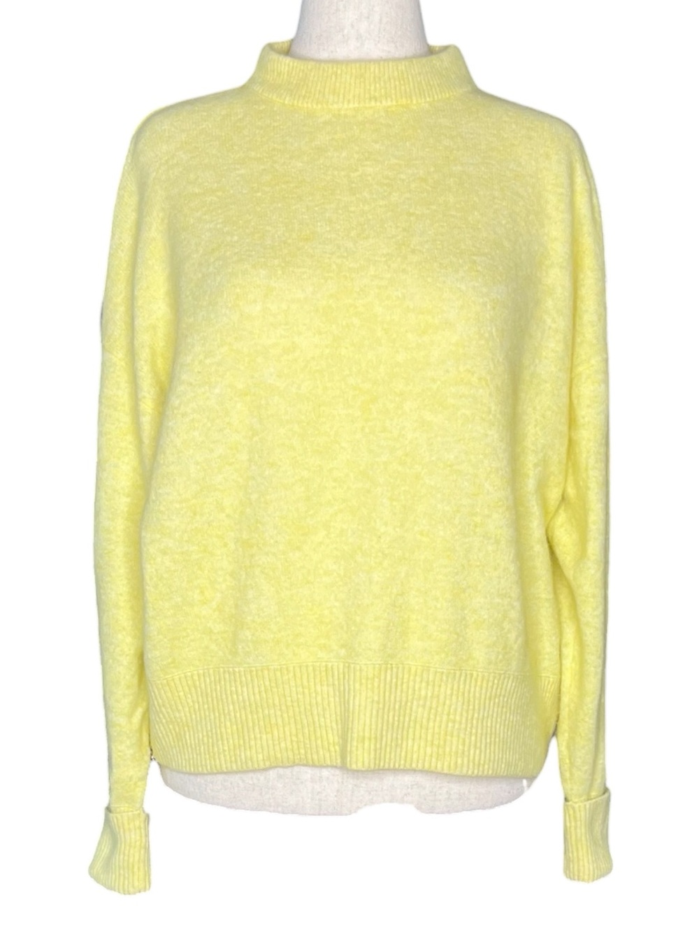 PILCRO by ANTHROPOLOGIE Yellow Mock Turtleneck Wool Blend Pullover Sweater SZ S